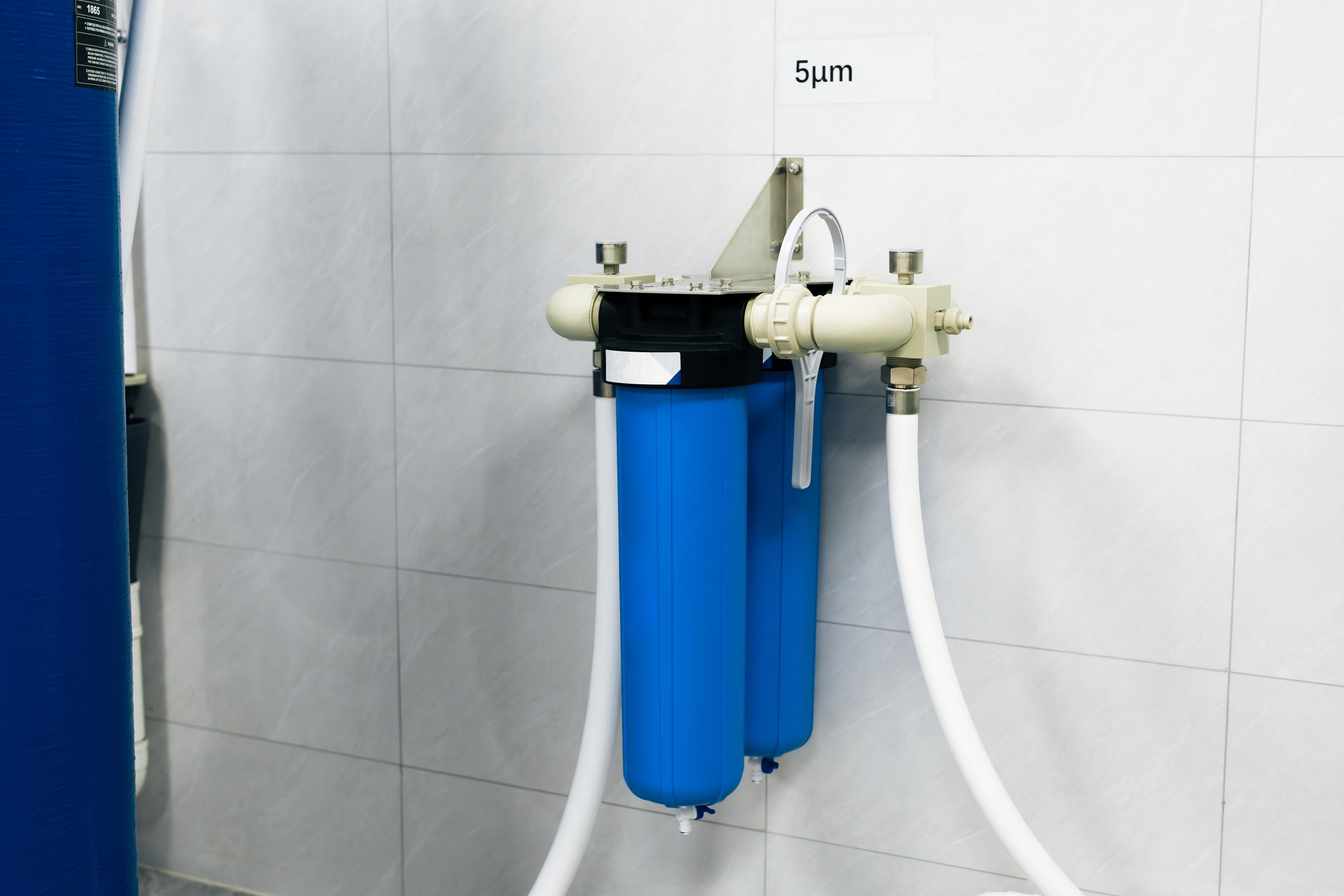 Water purification filter. Pure water plant, laboratory with filters for water treatment